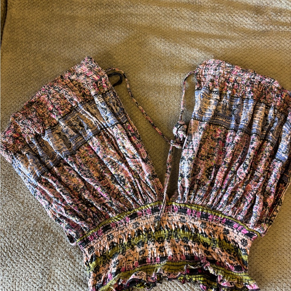 Free People Multicolor Patterned Crop Top